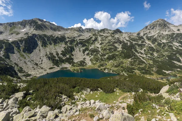 Paisagem Com Peixes Lago Banderitsa Pico Hvoynati Pirin Mountain Bulgária — Fotografia de Stock