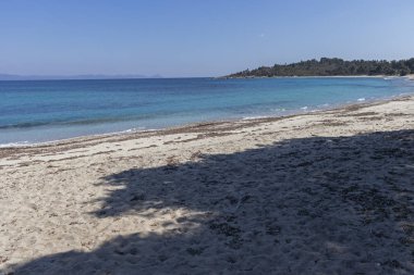 Kassandra Yarımadası 'nda Xenia Golden Beach 'in muhteşem manzarası, Halkidiki, Orta Makedonya, Yunanistan