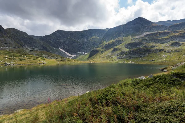 Paysage Incroyable Avec Lac Twin Aux Sept Lacs Rila Montagne — Photo