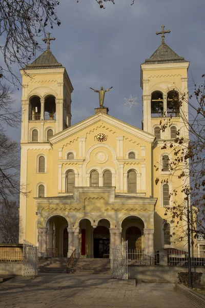 Rakovski Bulgarien December 2013 Solnedgång Över Den Romersk Katolska Kyrkan — Stockfoto