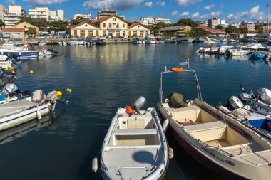 Alexandroupoli, Yunanistan-23 Eylül 2017: Alexandroupoli Limanı 'nın panoramik manzarası, Doğu Makedonya ve Trakya, Yunanistan