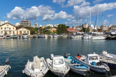 Alexandroupoli, Yunanistan-23 Eylül 2017: Alexandroupoli Limanı 'nın panoramik manzarası, Doğu Makedonya ve Trakya, Yunanistan