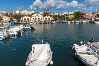 Alexandroupoli, Yunanistan-23 Eylül 2017: Alexandroupoli Limanı 'nın panoramik manzarası, Doğu Makedonya ve Trakya, Yunanistan