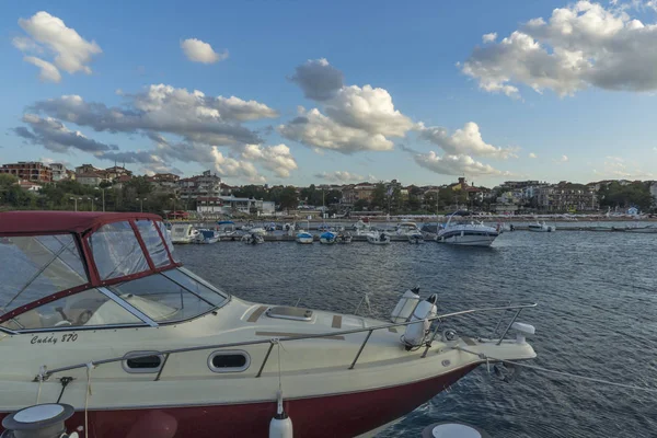 Chernomorets Bulgária Agosto 2018 Amazing Sunset Seascape Port Chernomorets Burgas — Fotografia de Stock