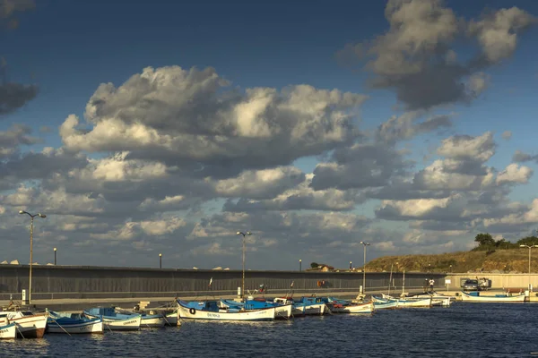 Chernomorets Bulgaria August 2018 Atemberaubende Sonnenuntergangslandschaft Des Hafens Von Chernomorets — Stockfoto