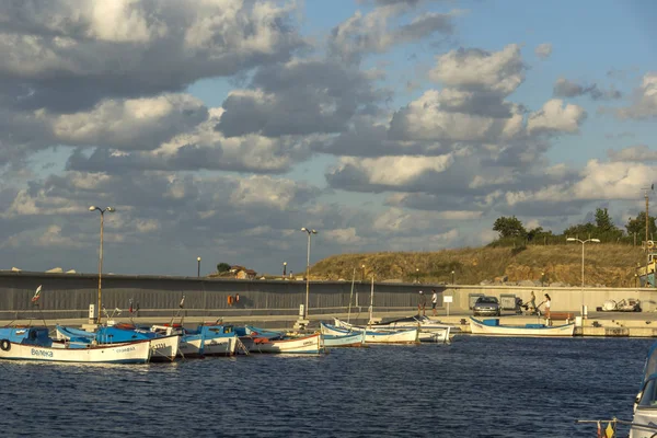 Chernomorets Bulgaria August 2018 Atemberaubende Sonnenuntergangslandschaft Des Hafens Von Chernomorets — Stockfoto