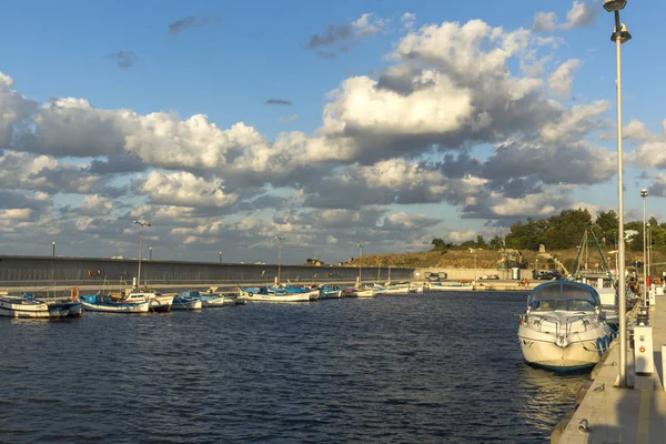 Chernomorets Bulgaria August 2018 Atemberaubende Sonnenuntergangslandschaft Des Hafens Von Chernomorets — Stockfoto