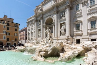 Rome, İtalya - 23 Haziran 2017: Roma, İtalya, Trevi Çeşmesi (Fontana di Trevi) görünümünü şaşırtıcı