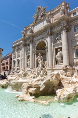 Rome, İtalya - 23 Haziran 2017: Roma, İtalya, Trevi Çeşmesi (Fontana di Trevi) görünümünü şaşırtıcı