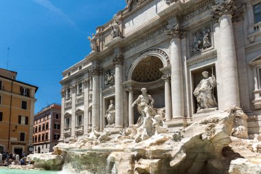 Rome, İtalya - 23 Haziran 2017: Roma, İtalya, Trevi Çeşmesi (Fontana di Trevi) görünümünü şaşırtıcı