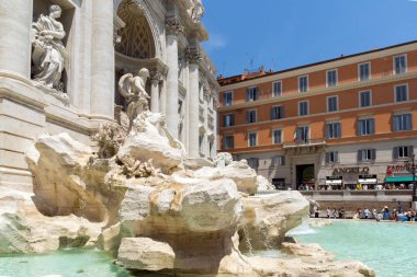 Rome, İtalya - 23 Haziran 2017: Roma, İtalya, Trevi Çeşmesi (Fontana di Trevi) görünümünü şaşırtıcı