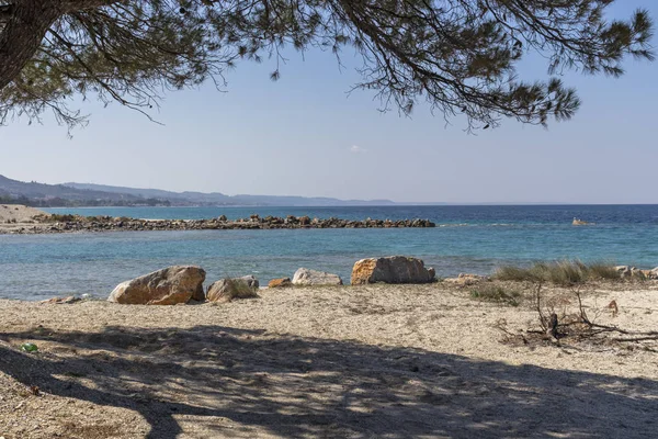 Úžasný Výhled Lagunský Břeh Poloostrově Kassandra Chalkidiki Střední Makedonie Řecko — Stock fotografie