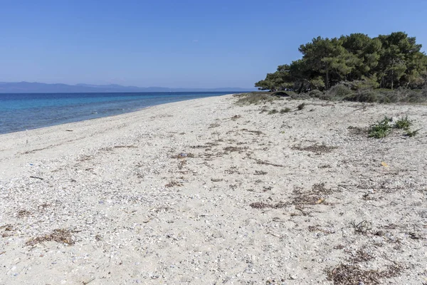 Úžasný Výhled Lagunský Břeh Poloostrově Kassandra Chalkidiki Střední Makedonie Řecko — Stock fotografie