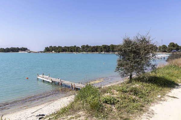 Vista Incrível Praia Lagoa Península Kassandra Chalkidiki Macedônia Central Grécia — Fotografia de Stock