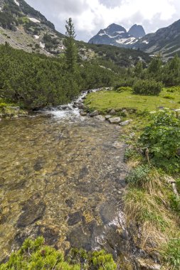 Malyovitsa zirvesi ve Malyoviska nehri ile peyzaj, Rila Dağı, Bulgaristan