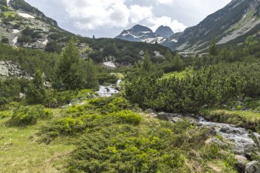Malyovitsa zirvesi ve Malyoviska nehri ile peyzaj, Rila Dağı, Bulgaristan