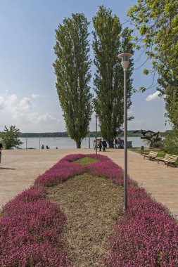 Silistre, Bulgaristan - 1 Mayıs 2008: Silistra şehir merkezinde çiçeklerle park, Bulgaristan