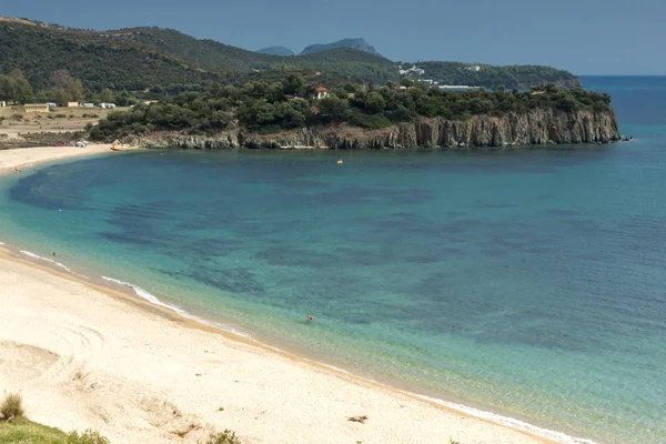 Vista Verano Playa Azapiko Península Sithonia Chalkidiki Macedonia Central Grecia — Foto de Stock