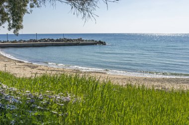 Loutra tatil beldesi Panoraması, Kassandra, Chalkidiki, Orta Makedonya, Yunanistan