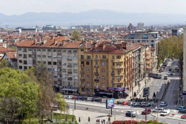 Sofya, Bulgaristan -21 Nisan 2019: Ulusal Kültür Sarayı'ndan Sofya şehrinin panoramik görünümü, Bulgaristan