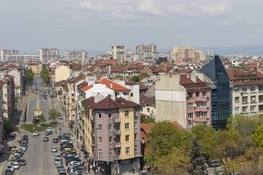Sofya, Bulgaristan -21 Nisan 2019: Ulusal Kültür Sarayı'ndan Sofya şehrinin panoramik görünümü, Bulgaristan