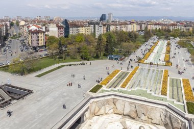 Sofya, Bulgaristan -21 Nisan 2019: Ulusal Kültür Sarayı'ndan Sofya şehrinin panoramik görünümü, Bulgaristan