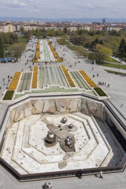 Sofya, Bulgaristan -21 Nisan 2019: Ulusal Kültür Sarayı'ndan Sofya şehrinin panoramik görünümü, Bulgaristan