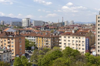 Sofya, Bulgaristan -21 Nisan 2019: Ulusal Kültür Sarayı'ndan Sofya şehrinin panoramik görünümü, Bulgaristan