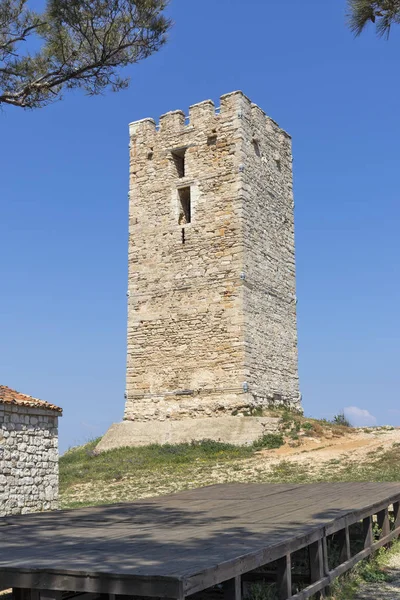 Древняя Византийская Башня Городе Неа Фея Кассандра Халкидики Центральная Македония — стоковое фото