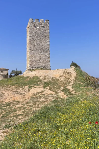 Antica Torre Bizantina Nella Città Nea Fokea Kassandra Calcidica Macedonia — Foto Stock