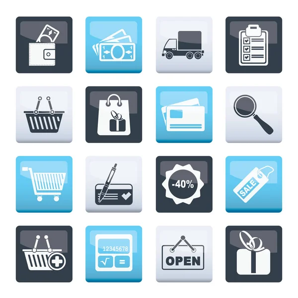 Compras Iconos Del Sitio Web Sobre Fondo Color Conjunto Iconos — Vector de stock