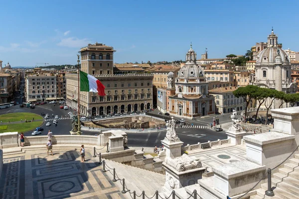 Řím Itálie Června 2017 Panoramatický Pohled Říma Střechy Oltář Vlasti — Stock fotografie