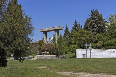 Sandanski, Bulgaristan - 29 Nisan 2019: Bulgaristan'ın Sandanski kasabasındaki Trakya gladyatörü Spartacus Anıtı