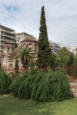 Selanik, Yunanistan - 30 Eylül 2017: Selanik şehir merkezinde panagia Chalkeon Antik Bizans Kilisesi, Orta Makedonya, Yunanistan
