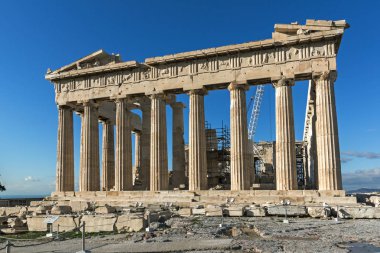 Atina, Yunanistan - 20 Ocak 2017: Atina Akropolis'te Parthenon Antik Binası, Attica, Yunanistan