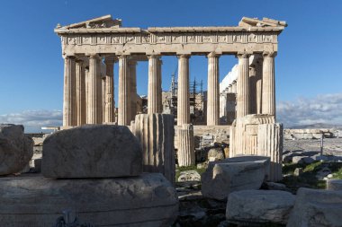 Atina, Yunanistan - 20 Ocak 2017: Atina Akropolis'te Parthenon Antik Binası, Attica, Yunanistan