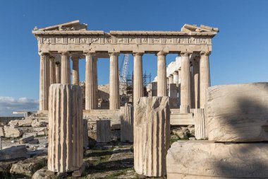 Atina, Yunanistan - 20 Ocak 2017: Atina Akropolis'te Parthenon Antik Binası, Attica, Yunanistan