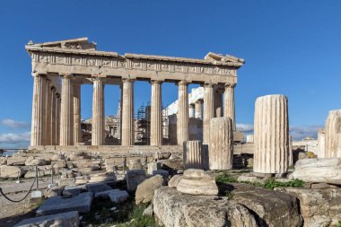 Atina, Yunanistan - 20 Ocak 2017: Atina Akropolis'te Parthenon Antik Binası, Attica, Yunanistan