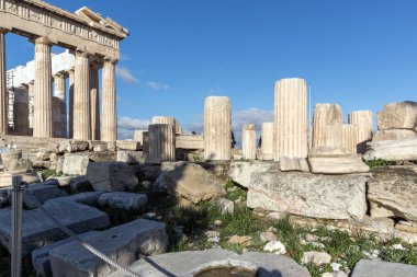 Atina, Yunanistan - 20 Ocak 2017: Atina Akropolis'te Parthenon Antik Binası, Attica, Yunanistan