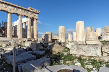Atina, Yunanistan - 20 Ocak 2017: Atina Akropolis'te Parthenon Antik Binası, Attica, Yunanistan