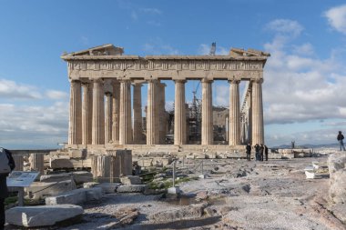Atina, Yunanistan - 20 Ocak 2017: Atina Akropolis'te Parthenon Antik Binası, Attica, Yunanistan