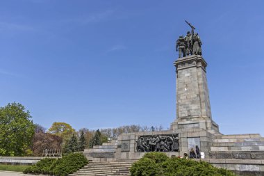 Sofya, Bulgaristan - 24 Nisan 2019: Sofya şehrinde Sovyet Ordusu Anıtı, Bulgaristan