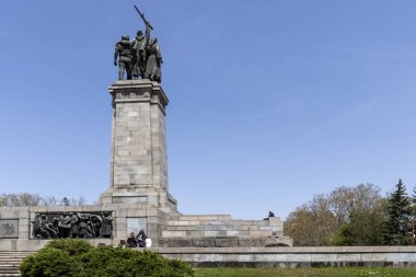Sofya, Bulgaristan - 24 Nisan 2019: Sofya şehrinde Sovyet Ordusu Anıtı, Bulgaristan
