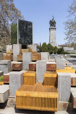 Sofya, Bulgaristan - 24 Nisan 2019: Sofya şehrinde Sovyet Ordusu Anıtı, Bulgaristan