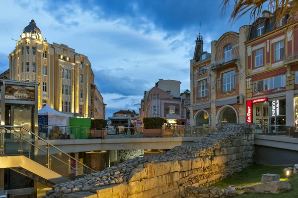 Plovdiv Bulgária Maio 2019 Vista Pôr Sol Rua Pedonal Central — Fotografia de Stock