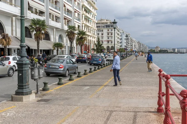 Thessaloniki Grecia Septiembre 2017 Panorama Calle Costera Ciudad Tesalónica Macedonia — Foto de Stock