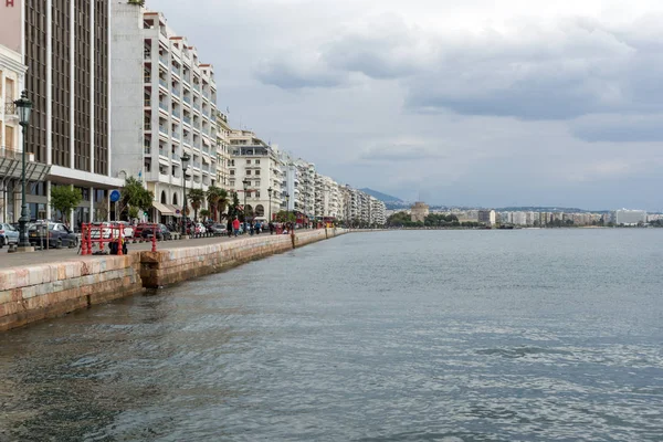Thessaloniki Grecia Septiembre 2017 Panorama Calle Costera Ciudad Tesalónica Macedonia — Foto de Stock
