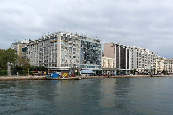 Selanik Yunanistan Eylül 2017 Selanik Şehrinin Sahil Caddesi Panoraması Orta — Stok fotoğraf