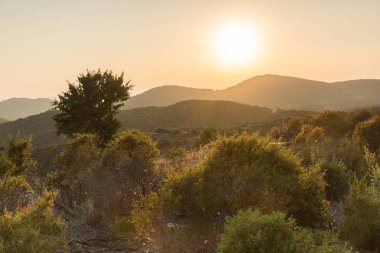 Sithonia yarımadasının gün batımı manzarası, Chalkidiki, Orta Makedonya, Yunanistan