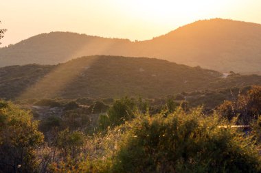 Sithonia yarımadasının gün batımı manzarası, Chalkidiki, Orta Makedonya, Yunanistan